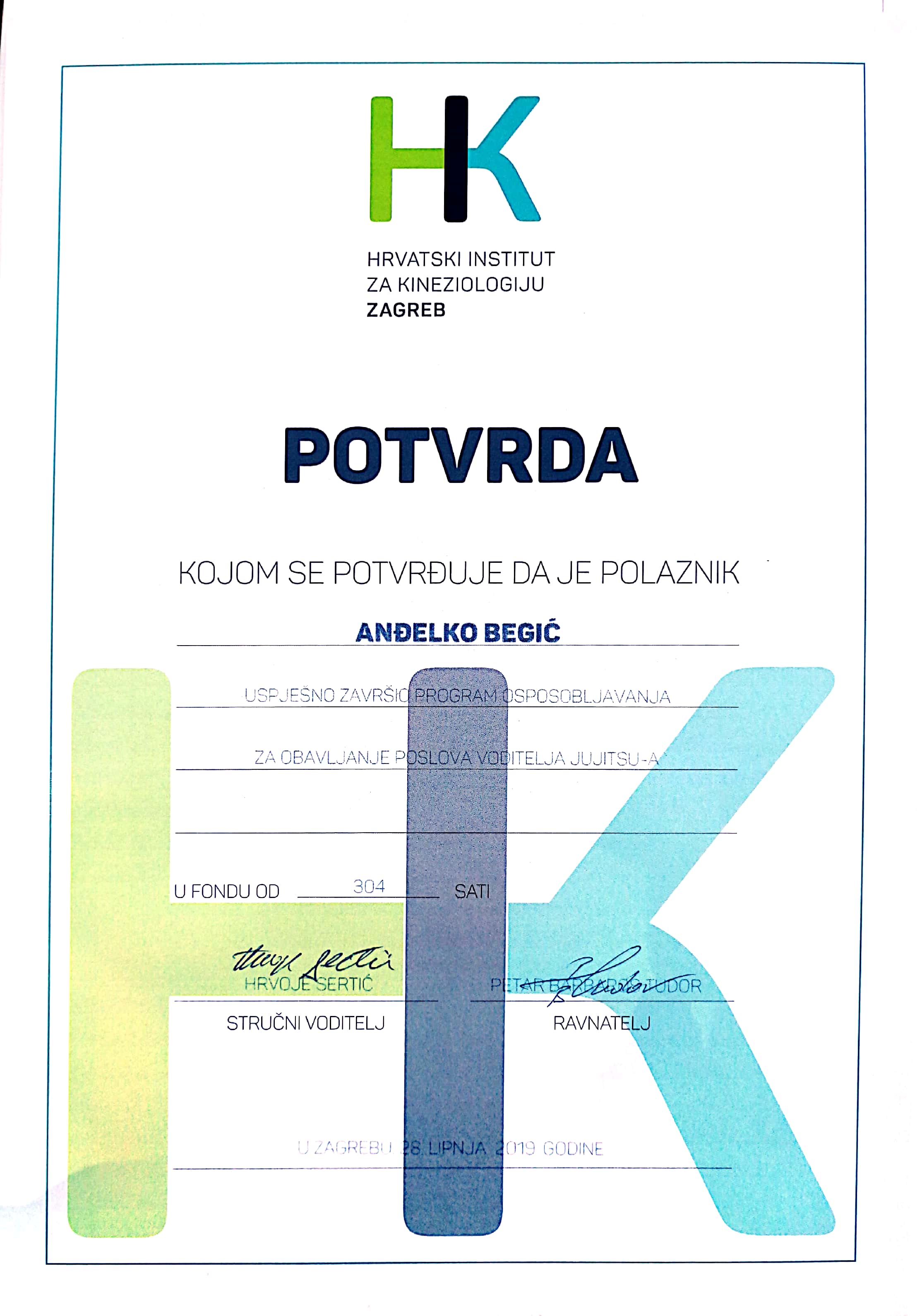 trener Andjo diploma